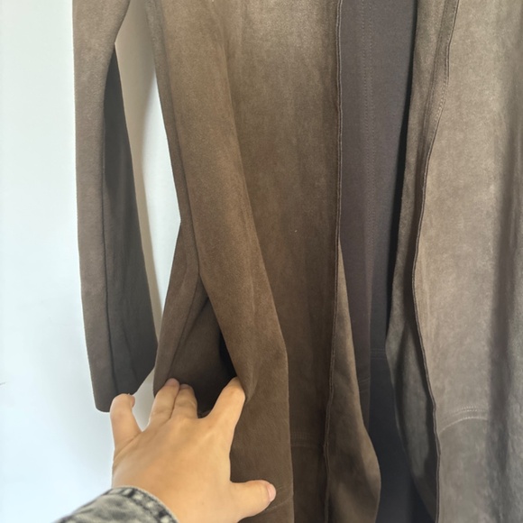 Zara Open chocolate faux suede long midi coat size S - Picture 3 of 4